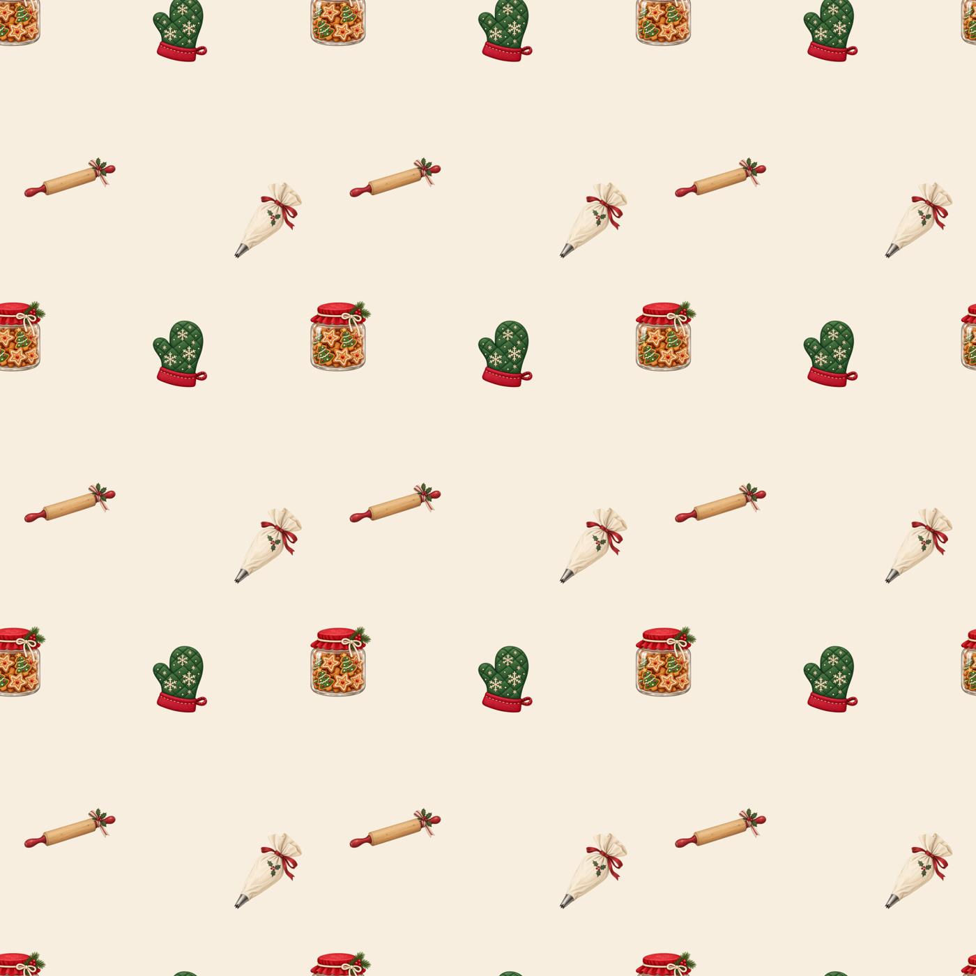 Christmas kitchen seamless tile · Included tile shown repeated