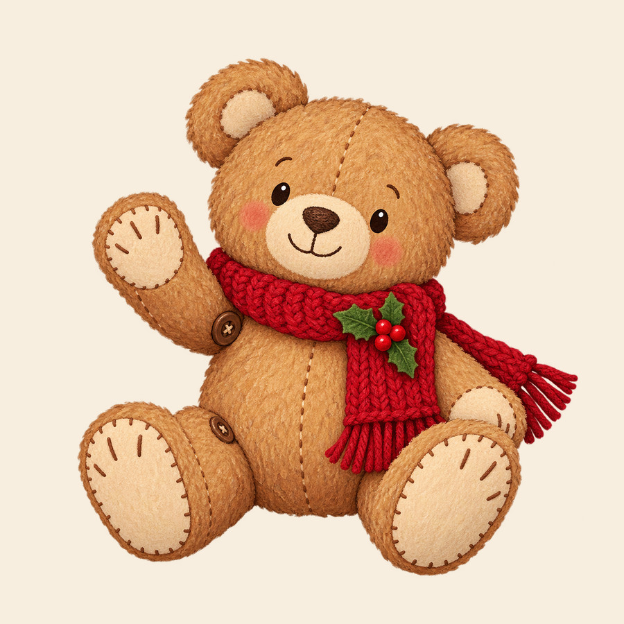 A teddy ready for Christmas