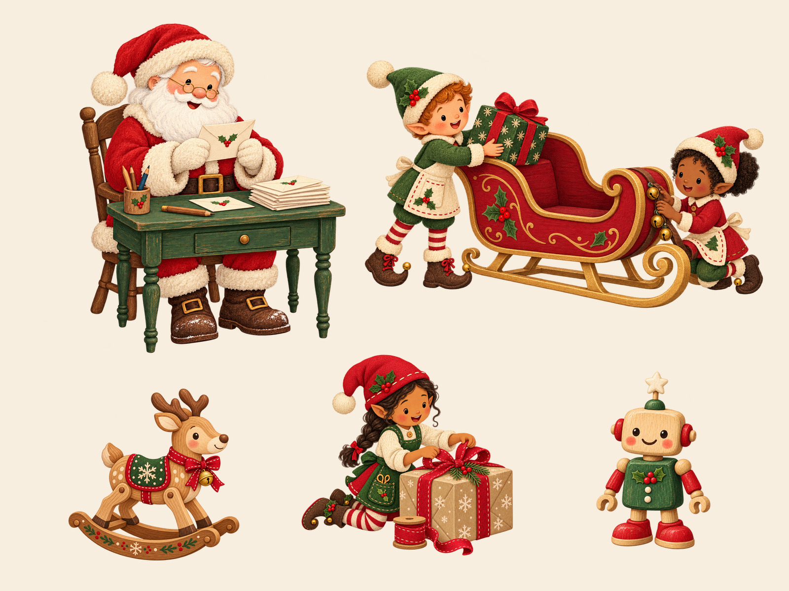 Selected illustrations from Santa’s Workshop