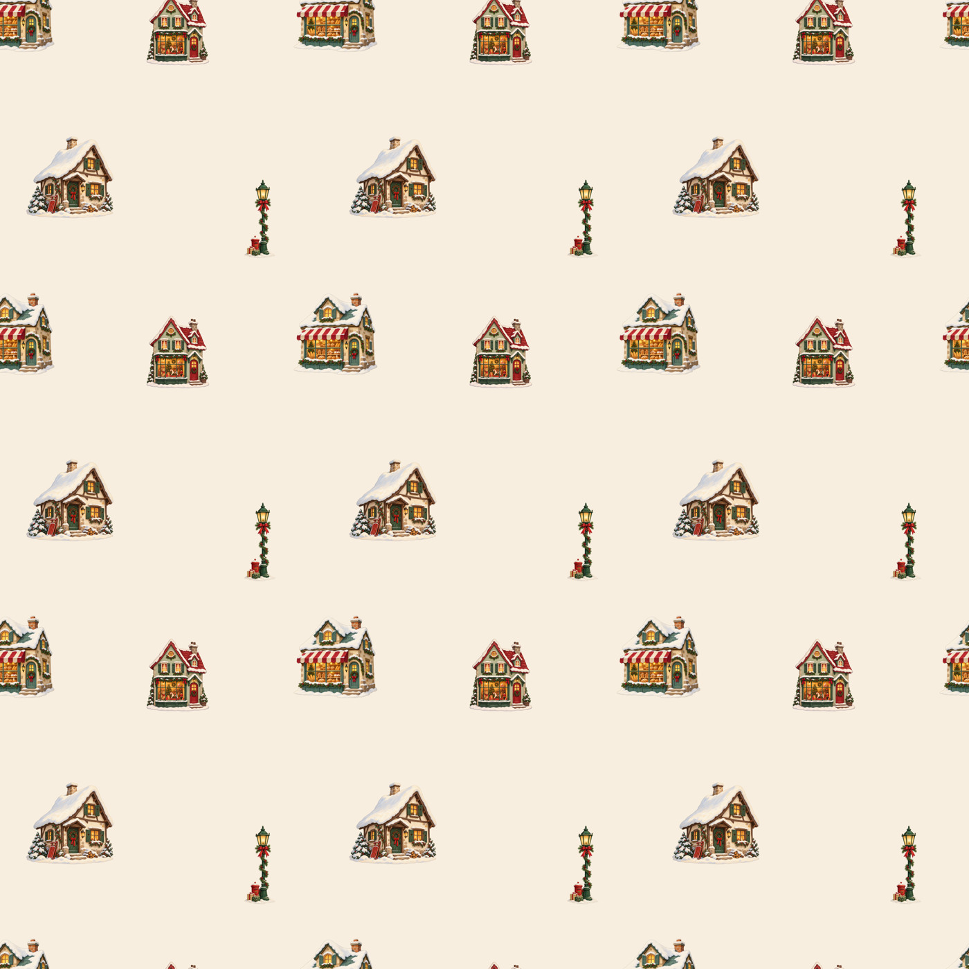 Christmas village seamless tile