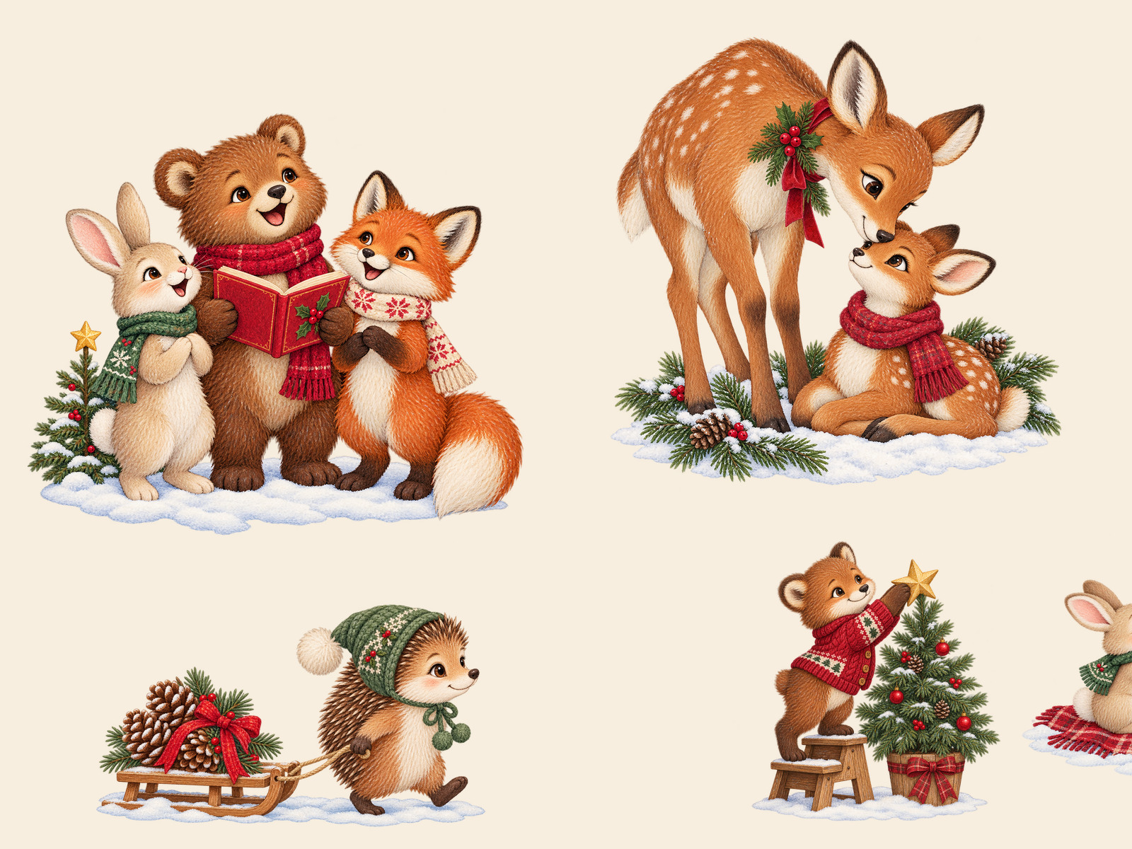 Selected illustrations from Woodland Christmas