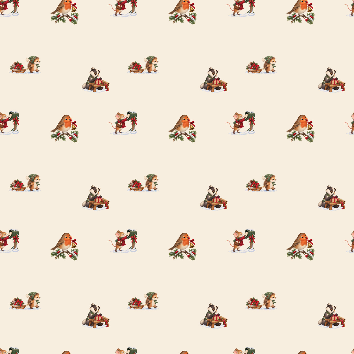 Woodland Christmas preparations seamless tile