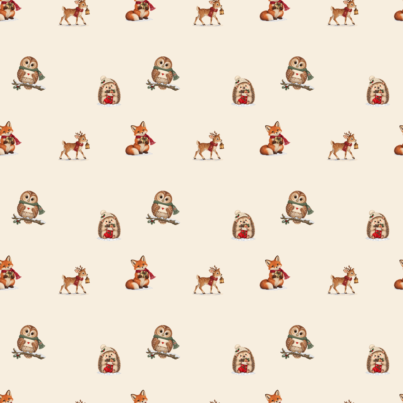 Christmas woodland seamless tile